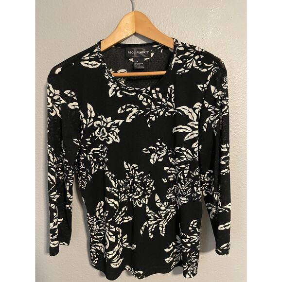Requirements Shirt Womens Medium Floral Print Long Sleeve Semi Sheer Artsy Y2K - Picture 1 of 8